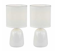 firstchoicelighting Cleo - Set of 2 White Ceramic 26cm Lamps with Shades
