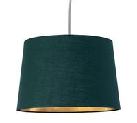 firstchoicelighting Dark Green Fabric with Gold Inner Easy Fit Light Shade/Lampshade for Ceiling Light or Table Lamps, 28cm Diameter