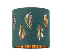 firstchoicelighting Dark Green Table Lamp Shade, Lampshade for Table Lamp or Bedside Light, Fern Leaf Cut Out Design, Diameter 15cm