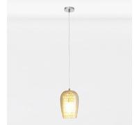 firstchoicelighting Dimpled Glass Pendant Ceiling Light Fitting, Clear Champagne with Jewels, Height Adjustable, LED Compatible