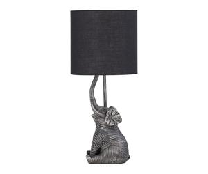 firstchoicelighting Elephant Table Lamp or Bedside Light with Black Fabric Shade, Resin Animal, Height 46 cm, LED Compatible