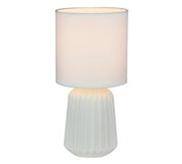 firstchoicelighting Fox - White 26cm Ceramic Lamp with Fabric Shade