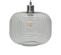firstchoicelighting Glass Easy Fit Ceiling Lightshade or Pendant Shade, Clear Ribbed Glass, Height 20cm Diameter 25cm