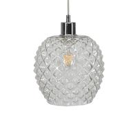 firstchoicelighting Glass Easy Fit Ceiling Lightshade or Pendant Shade, Clear Textured Glass, Height 21cm Diameter 19cm