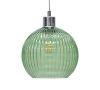 firstchoicelighting Glass Easy Fit Ceiling Lightshade or Pendant Shade, Green Ribbed Glass, Height 18cm Diameter 20cm