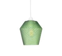 firstchoicelighting Glass Easy Fit Ceiling Lightshade or Pendant Shade, Green Textured Glass, Height 17cm Diameter 17cm