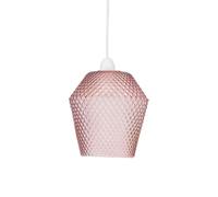 firstchoicelighting Glass Easy Fit Ceiling Lightshade or Pendant Shade, Pink Textured Glass, Height 17cm Diameter 17cm