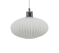 firstchoicelighting Glass Easy Fit Ceiling Lightshade or Pendant Shade, White Ribbed Glass, Height 14cm Diameter 25cm