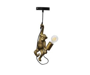 firstchoicelighting Gold & Black Monkey Ceiling Pendant Light, Height Adjustable, LED Compatible, Retro Animal Lighting