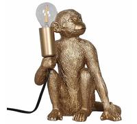 firstchoicelighting Gold Monkey Holding Bulb Table Lamp or Bedside Light, Gold Resin Animal, Height 21.5 cm, LED Compatible