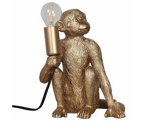firstchoicelighting Gold Monkey Holding Bulb Table Lamp or Bedside Light, Gold Resin Animal, Height 21.5 cm, LED Compatible