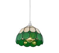 firstchoicelighting Green Tiffany Pendant Shade, Easy Fit Ceiling Lightshade, Traditional Coloured Glass Design