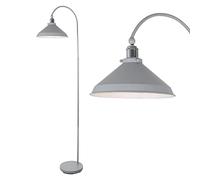 firstchoicelighting Grey with Chrome Detail Floor Light, Standing Lamp, Industrial Retro Design, Height 166 cm, LED Compatible