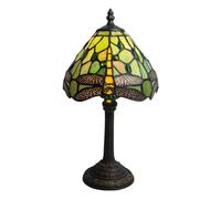 firstchoicelighting Laurel - Green Tiffany Dragonfly 36cm Table Lamp