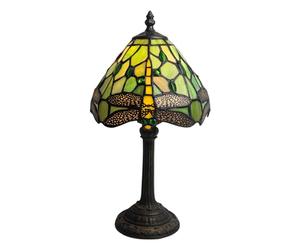 firstchoicelighting Laurel - Green Tiffany Dragonfly 36cm Table Lamp