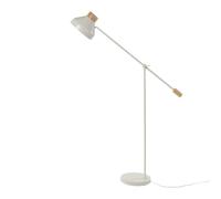 firstchoicelighting Light Grey with Wood Lever Arm Floor Light or Reading Lamp, Natural Modern Design, 155 cm Height, Adjustable, LED Compatible.