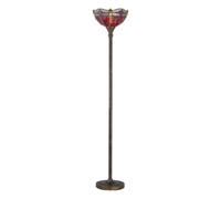 firstchoicelighting LYSA - Red Tiffany Dragonfly 167cm Uplighter Floor Lamp