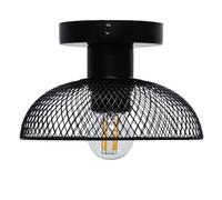 firstchoicelighting Matt Black Metal Mesh Ceiling Light Flush Fitting, 18cm Diameter, LED Compatible, Modern