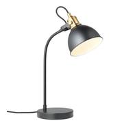 firstchoicelighting Matt Black with Brushed Gold Table Task Lamp or Bedside Light, Modern Design, LED Compatible, Adjustable Head