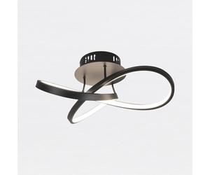 firstchoicelighting Matt Black with White Detail LED Ceiling Light, Modern Loop Design, 20w Integrated LED, Height 15cm, Diameter 41.5 cm