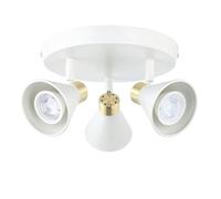 firstchoicelighting Matt White & Gold 3 Way Ceiling Spotlight, Adjustable Downlights Fitting, LED Compatible