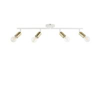 firstchoicelighting Matt White & Gold Detail 4 Way Ceiling Spotlight, Adjustable Downlights Fitting, LED Compatible
