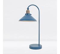 firstchoicelighting Mirage Blue with Brushed Copper Detail Table Task Lamp, Bedside Light, Industrial Retro Design, Height 53 cm, LED Compatible