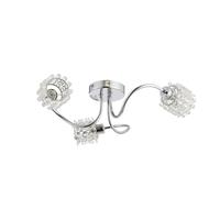 firstchoicelighting Modern 3 Arm Flush Ceiling Light Fitting Ideal for Low Ceiling, Polished Chrome with Jewelled Glass Shades, LED Compatible.