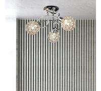 firstchoicelighting Modern 3 Way Flush Silver Chrome Metal Ball Ceiling Light Fitting