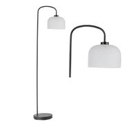 firstchoicelighting Modern Arched Floor Lamp, Black Arched Standing Light with Frosted Glass Shade, Height 149cm