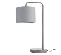 firstchoicelighting Modern Arched Table Lamp or Bedside Light, Charcoal Grey with Fabric Shade, 48cm Height, LED Compatible.