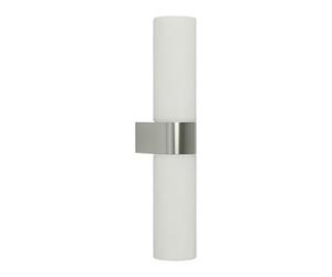 firstchoicelighting Modern Bathroom Wall Light, Chrome with Twin Opal Glass Shades, IP44 Lamp, LED Compatible, Mains Wired, Height 28cm