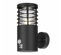 firstchoicelighting Modern Black Outdoor Motion Sensor Wall Light, Louvred Design, IP44 Waterproof Garden Porch PIR Security LED Compatible