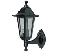 firstchoicelighting Modern Black Six Sided Lantern Design Outdoor Wall, Garden or Porch Light, IP33 Rated, Compatible with LED Bulbs