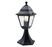 firstchoicelighting Modern Black with Clear Glass Lantern Design Outdoor Post Light, Garden Pedestal Light, IP44 Rated, Compatible with LED Bulbs