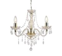 firstchoicelighting Modern Classic Clear Gold Marie Therese 3 Light Ceiling Pendant Chandelier