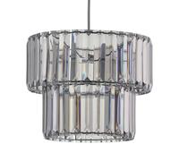firstchoicelighting Modern Smoke Acrylic Crystal Two Tier Easy Fit Ceiling Light Shade, Pendant Lightshade, Diameter 25cm