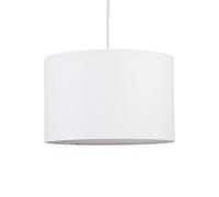 firstchoicelighting Modern White Ceiling Light Shade Easy Fit Ceiling Lightshade Modern 25cm Drum Shade White Cotton Fabric