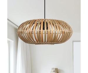firstchoicelighting Natural Bamboo Ceiling Lightshade, Wicker Cane Easy Fit Pendant Shade, No Wiring Required, Height 18 cm Diameter 39 cm