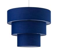 firstchoicelighting Navy Blue Ceiling Light Shade, Easy Fit Pendant Shade, Modern Tier Design, Diameter 38cm