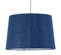 firstchoicelighting Navy Blue Fabric with Silver Inner Easy Fit Light Shade/Lampshade for Ceiling Light or Table Lamps, 28cm Diameter