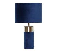 firstchoicelighting Navy Blue Velvet with Satin Chrome Detail Table Lamp