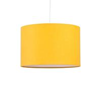 firstchoicelighting Ochre Ceiling Light Shade Easy Fit Ceiling Lightshade Modern 25cm Drum Shade Ochre Yellow Cotton Fabric