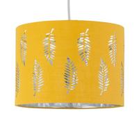 firstchoicelighting Ochre Yellow Pendant Shade, Easy Fit Ceiling Lightshade, Fern Leaf Cut Out Design, Diameter 25cm
