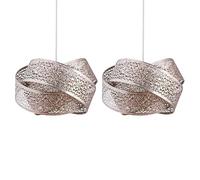 firstchoicelighting Pair of Modern Polished Chrome Morrocan Design Ceiling Light Shades Intertwined Rings Design Ceiling Pendant Light Shade