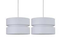 firstchoicelighting Pair of Modern White Easy Fit Ceiling Light Shade Drum Pendants Layer Design