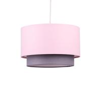 firstchoicelighting Pink & Grey Modern Ceiling Light Shade Pendant Easy Fit 2 Tier Fabric Lamp Shade