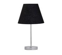 firstchoicelighting Polished Chrome Table Lamp or Bedside Light, Modern Design, Black Shade, Height 35cm, LED Compatible
