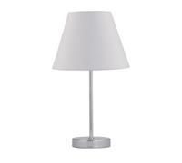 firstchoicelighting Polished Chrome Table Lamp or Bedside Light, Modern Design, Ivory Off White Shade, Height 35cm, LED Compatible