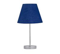 firstchoicelighting Polished Chrome Table Lamp or Bedside Light, Modern Design, Navy Blue Shade, Height 35cm, LED Compatible
